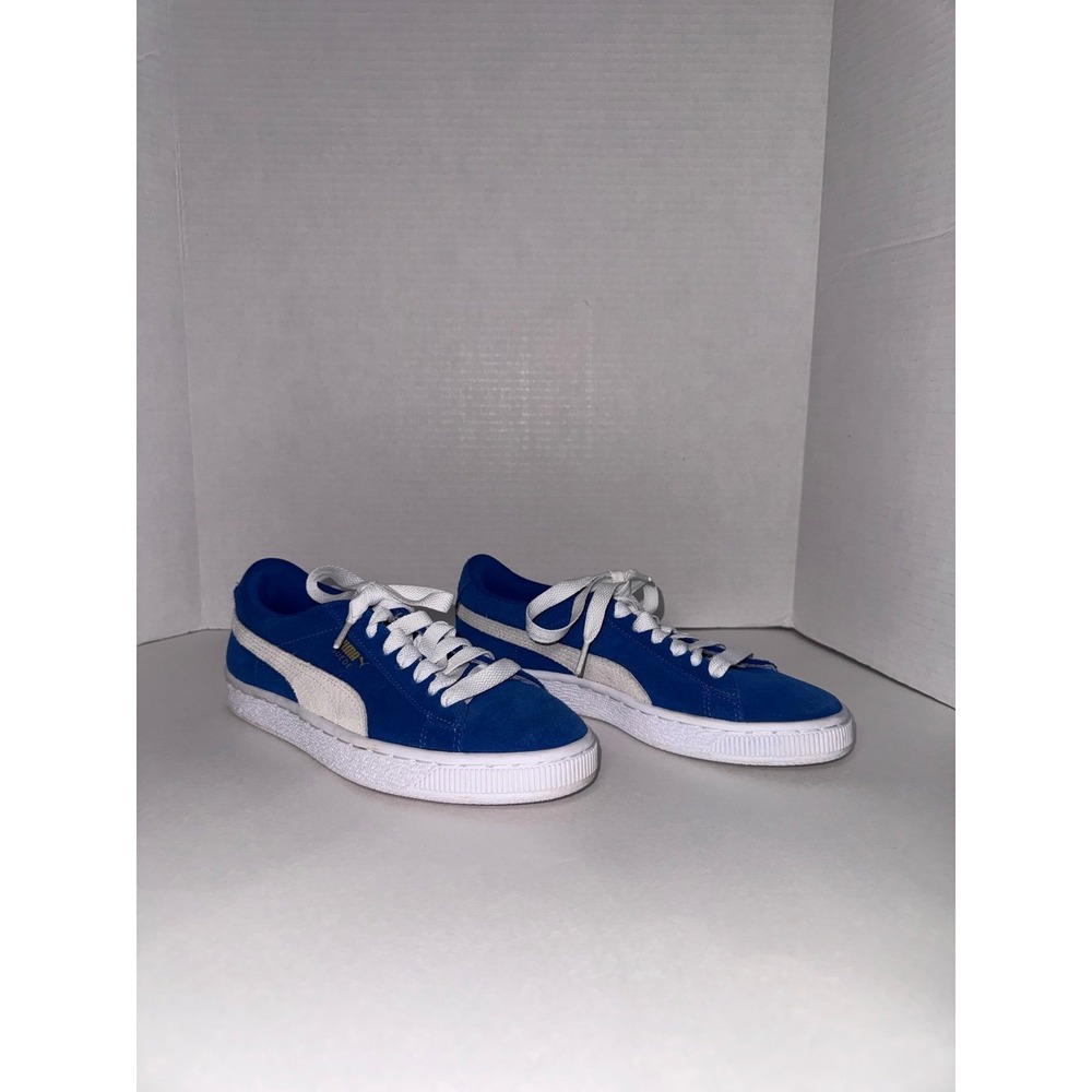 Puma‎ Boys Suede Blue & White Sneakers - Size 5.5C Like New